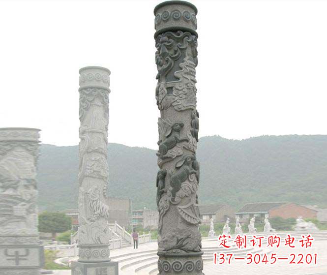 运城中领雕塑:多彩活力的12生肖石柱