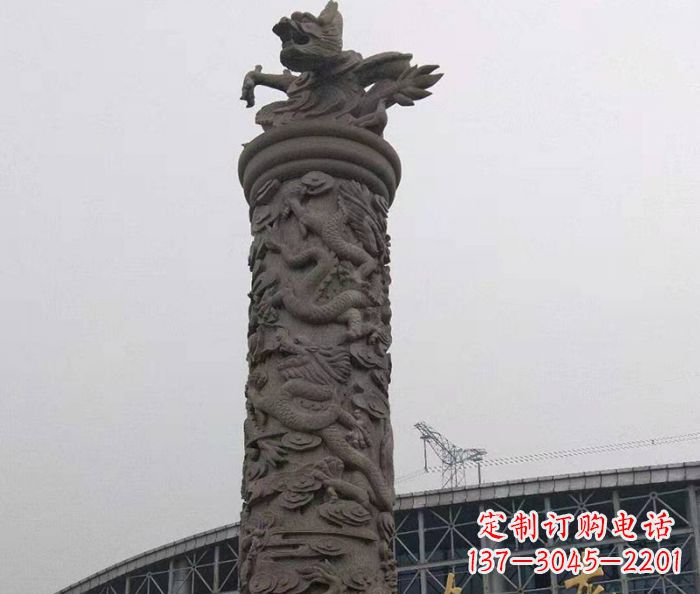 运城中领雕塑|仿古盘龙柱石雕
