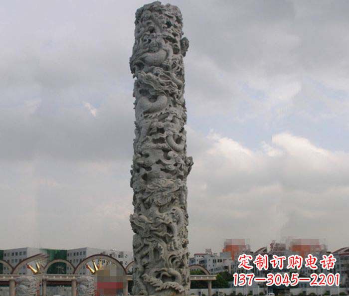 运城精美仿古盘龙柱石雕