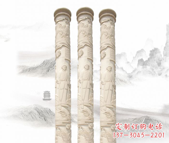 运城精致大气的汉白玉龙柱雕塑