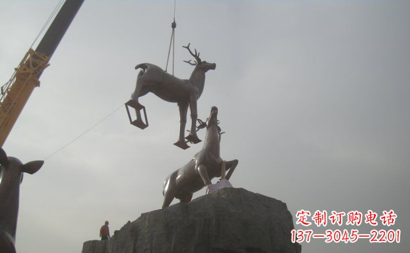 运城梅花鹿动物铜雕,极致精细,表达优雅