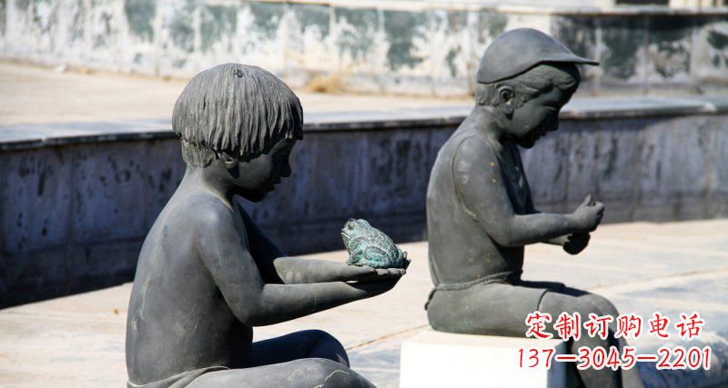 运城儿童景观铜雕,携带童趣的青蛙
