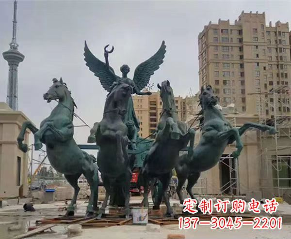 运城中领雕塑:阿波罗战车铜雕精美华丽