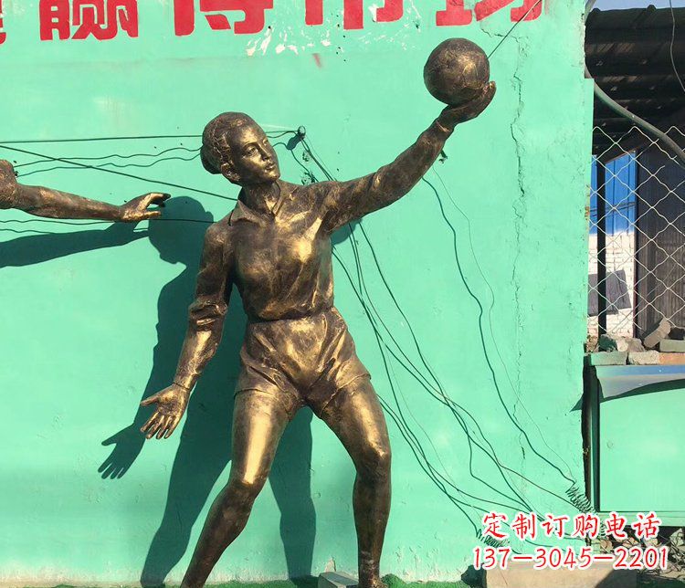 运城广场铜雕打排球学生人物雕塑