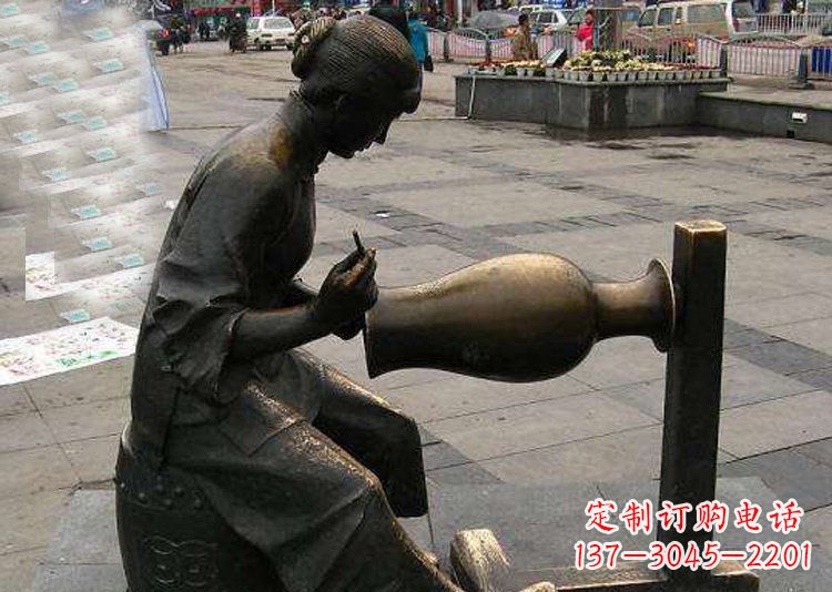 运城领雕塑铜质花盆雕塑
