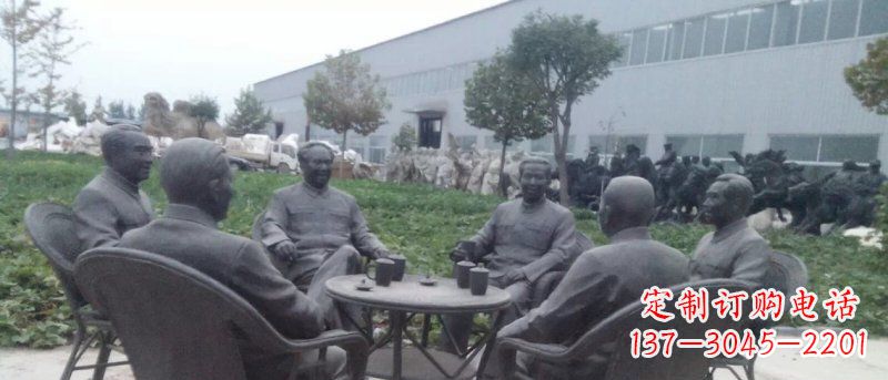 运城广场伟人喝茶人物铜雕