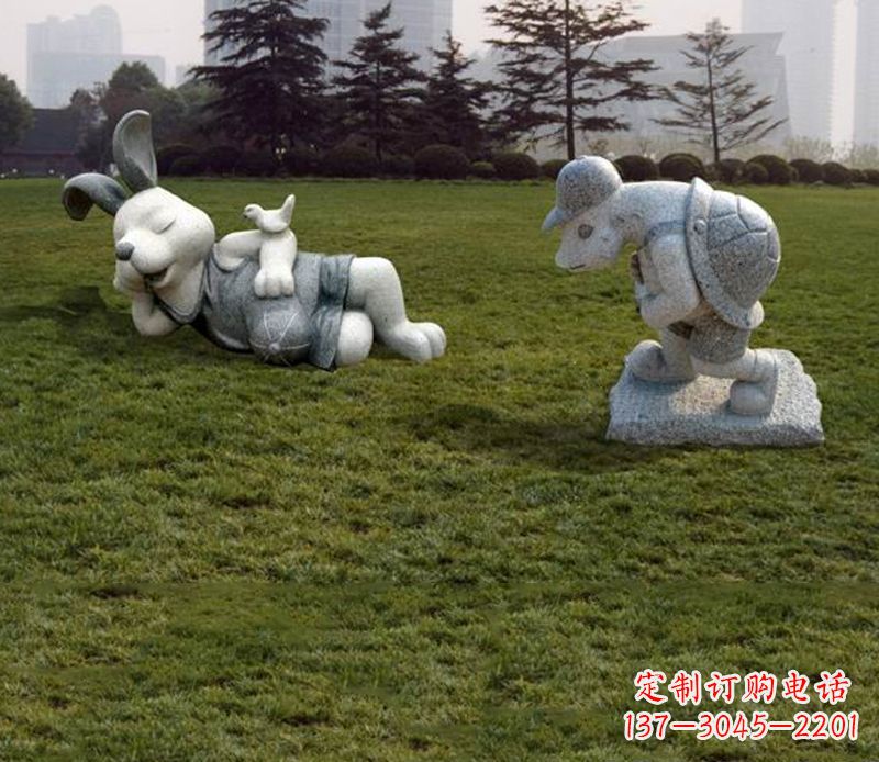 运城中领雕塑独特的石雕兔子