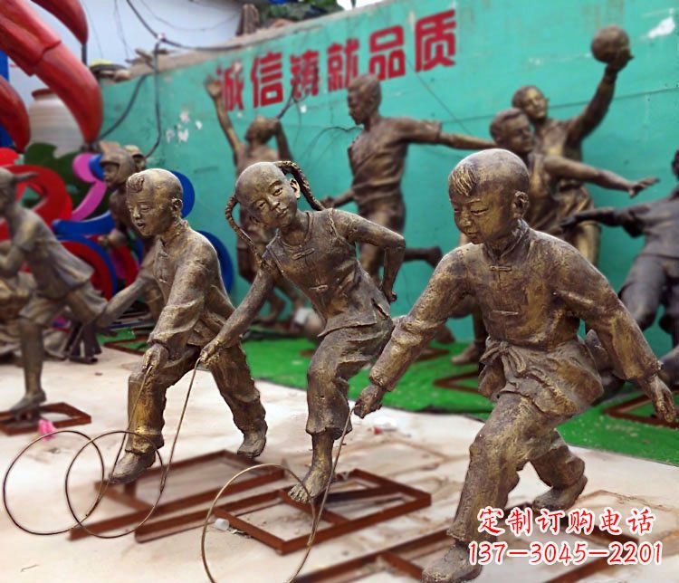 运城滚铁环为您的小宝定制精美儿童铜雕