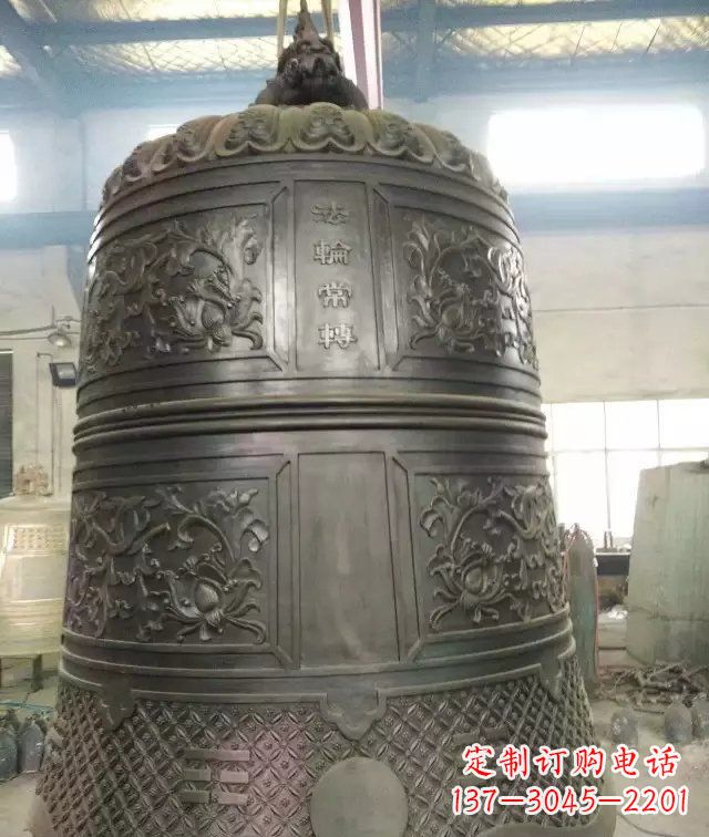 运城国泰民安铜钟寺庙铜雕-传统工艺精美的铜钟雕塑