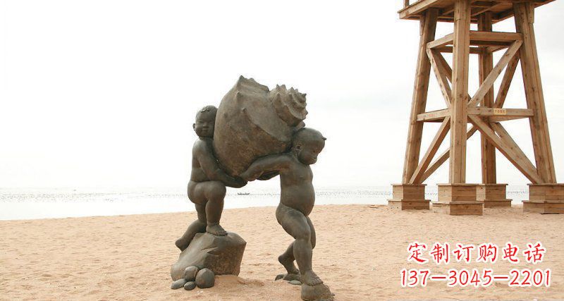 运城抬着海螺的小男孩景观雕塑