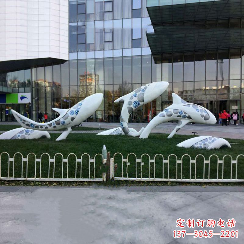 运城城市绿地观赏海豚雕塑
