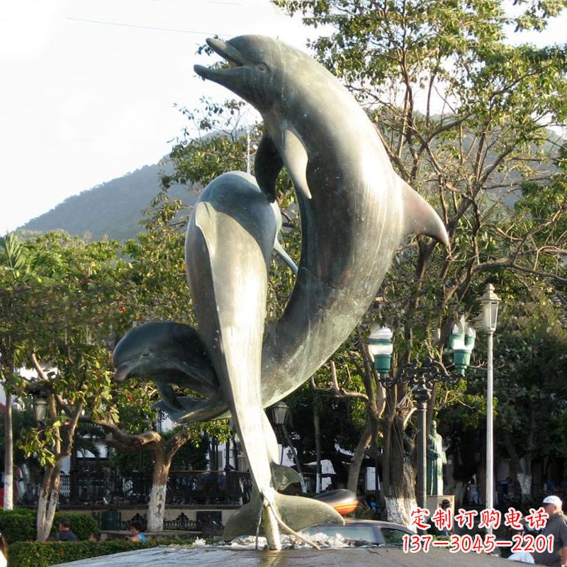 运城海豚公园铜雕景观动物雕塑
