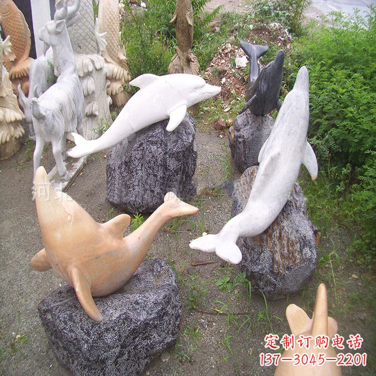 运城海豚石雕塑，纯手工定制精美艺术品
