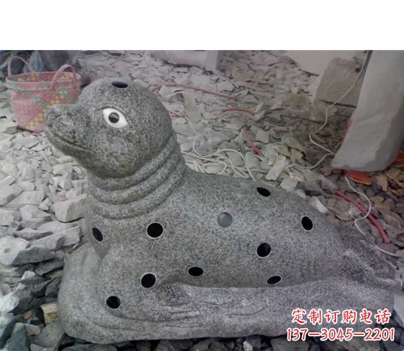运城华丽雕塑,海洋动物小海豹石雕