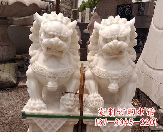 运城精美手工汉白玉狮子石雕