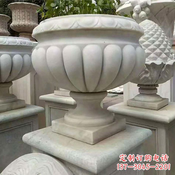 运城优雅的汉白玉花盆雕塑