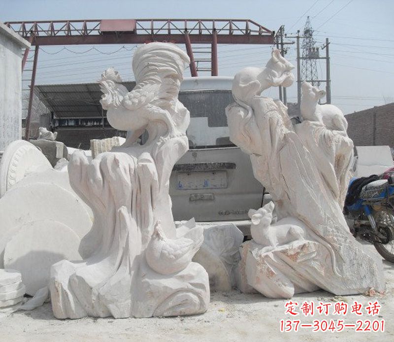 运城中领雕塑,打造古典唯美的汉白玉公鸡雕塑