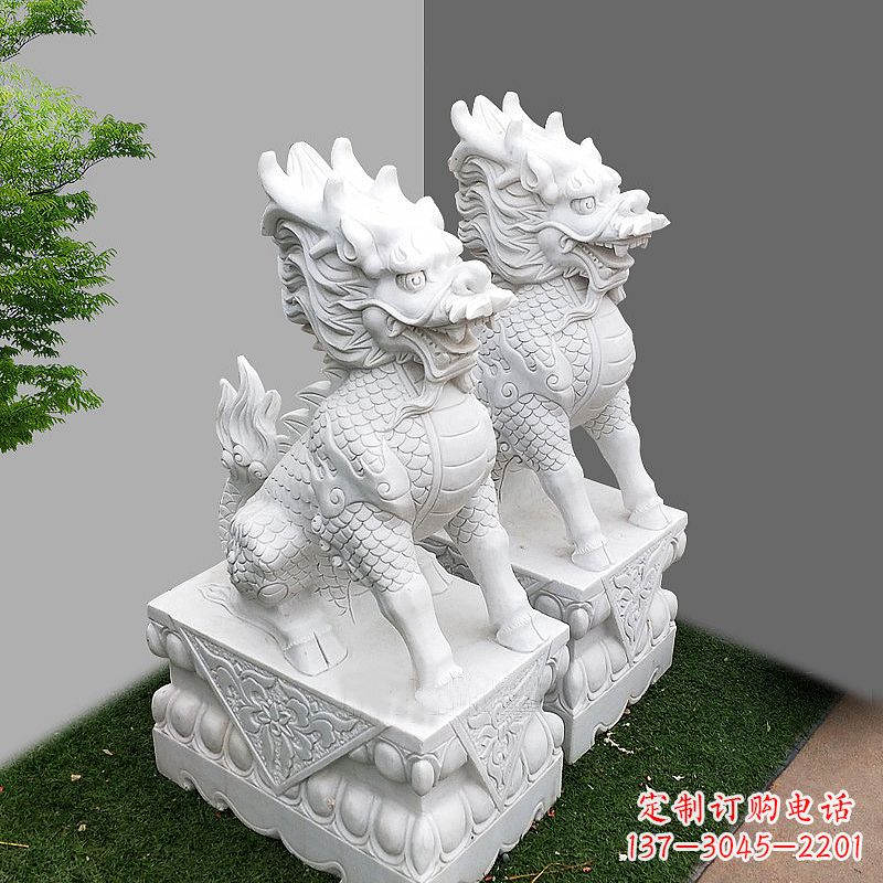 运城品质出众的汉白玉麒麟大门石雕塑