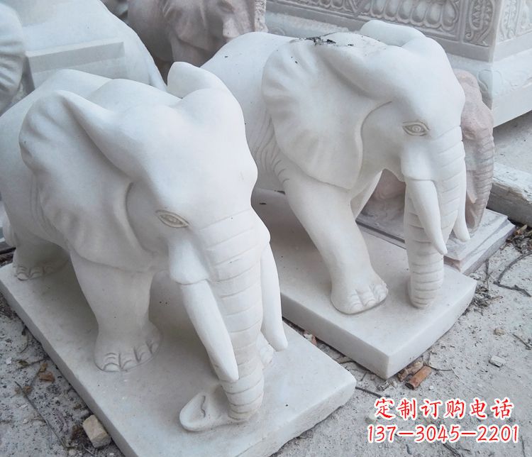运城艺术精品-汉白玉动物大象雕塑