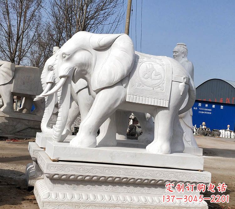 运城浪漫汉白玉大象石雕塑