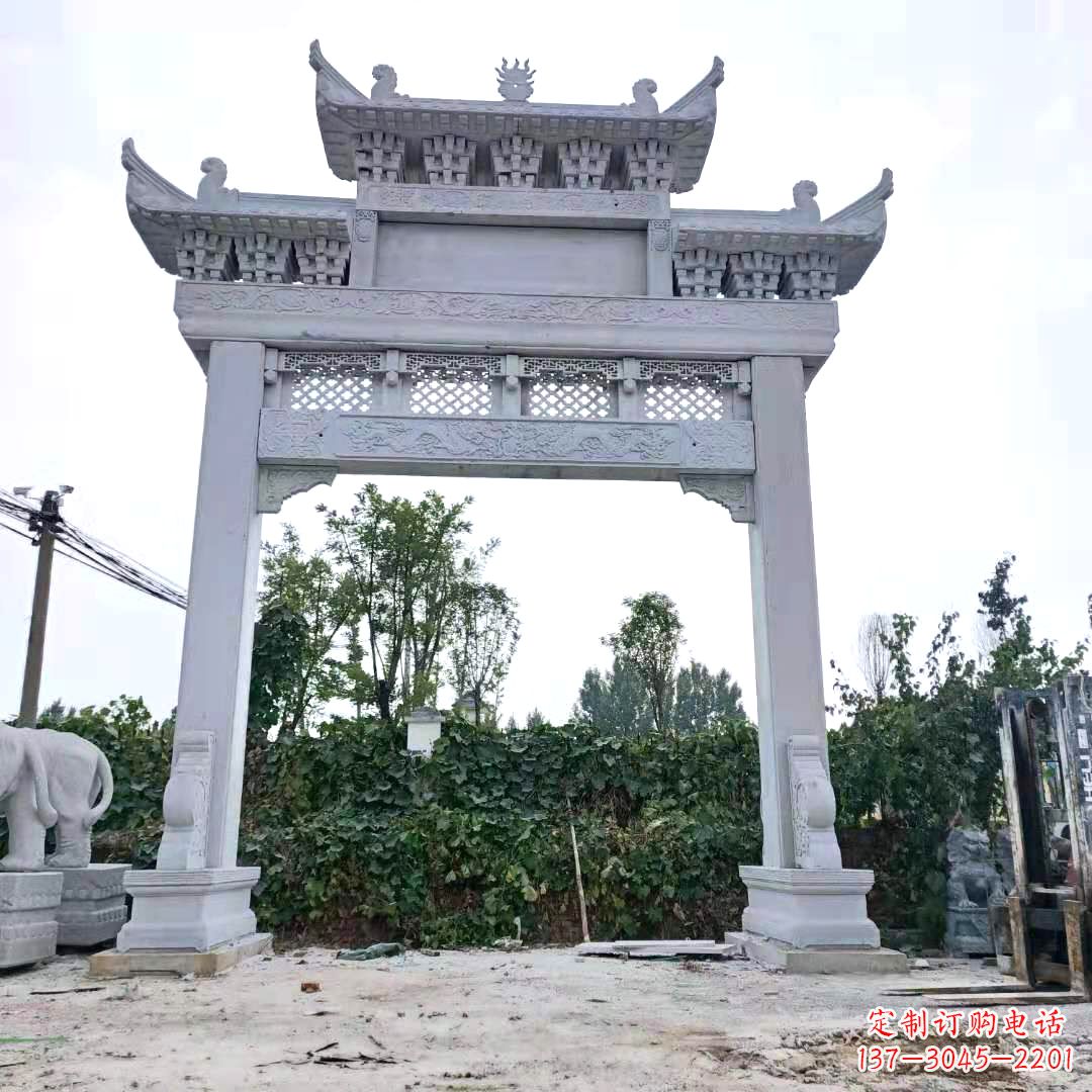 运城汉白玉精致的牌坊雕塑