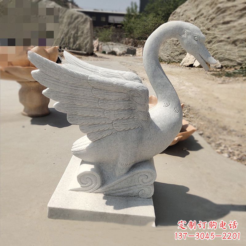运城细腻精美的汉白玉天鹅雕塑