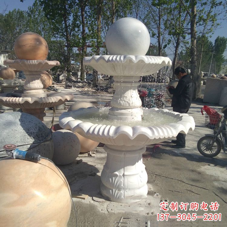 运城汉白玉风水球,高端定制雕塑