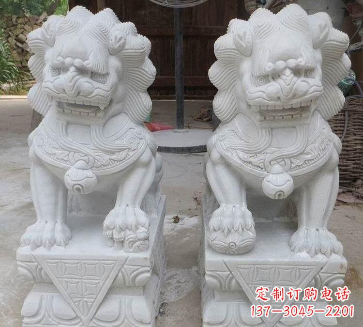 运城汉白玉精美狮子雕塑
