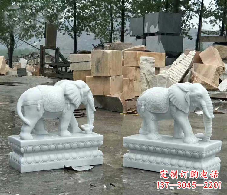 运城守护吉祥家门的玉质大象雕塑