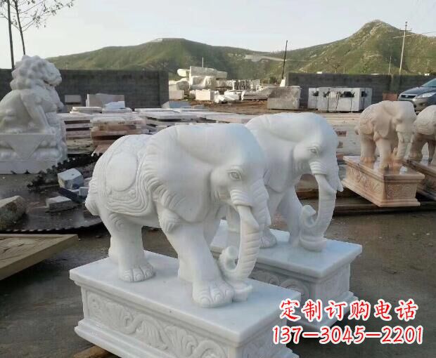运城高雅大气的汉白玉吉祥大象门口雕塑