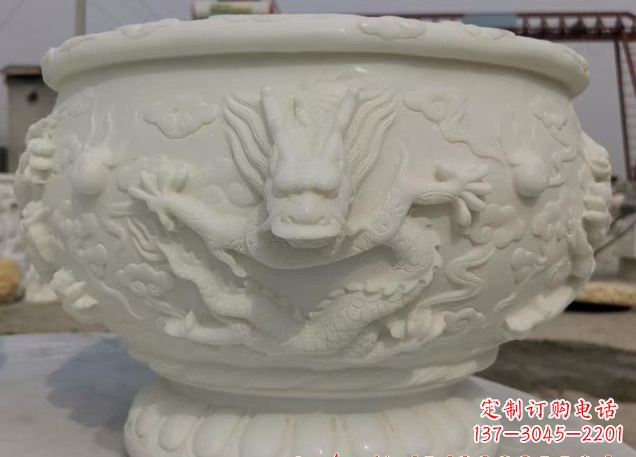 运城中领雕塑汉白玉龙鱼缸雕塑,是由专业雕塑定…