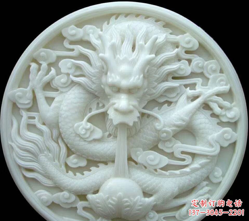 运城汉白玉雕刻龙头摆件,悠然吟诗引领风尚