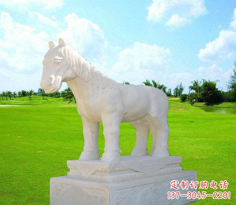 运城汉白玉马石精美动物雕塑