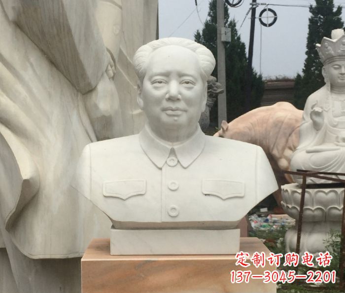 运城高端汉白玉毛主席胸像校园伟人石雕