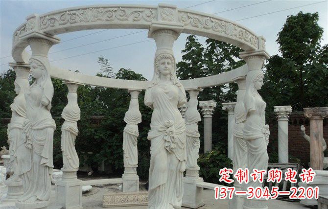 运城汉白玉欧式凉亭雕塑,尽享悠然凉意