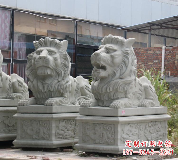 运城汉白玉狮子雕塑,欧式风格精美雕塑