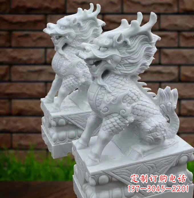 运城中领雕塑推出的汉白玉麒麟雕塑,精美的外形…