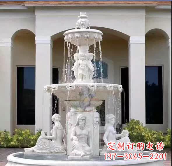 运城汉白玉精美完美的喷泉雕塑