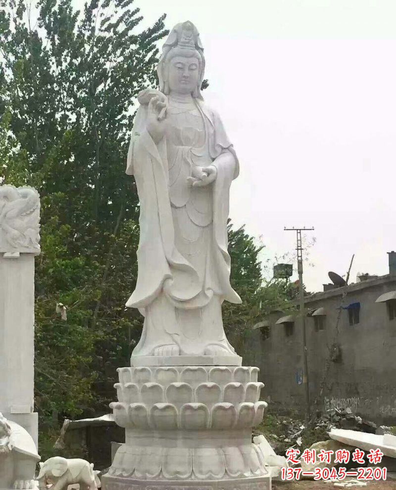 运城汉白玉洒水观音驻颜祥和