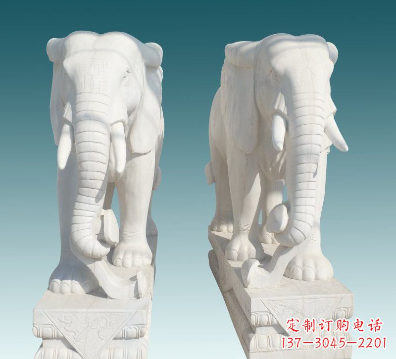 运城昂贵的汉白玉大象雕塑,招财又招福
