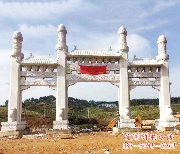 运城精美白玉牌坊石雕,品质缔造传世绝品
