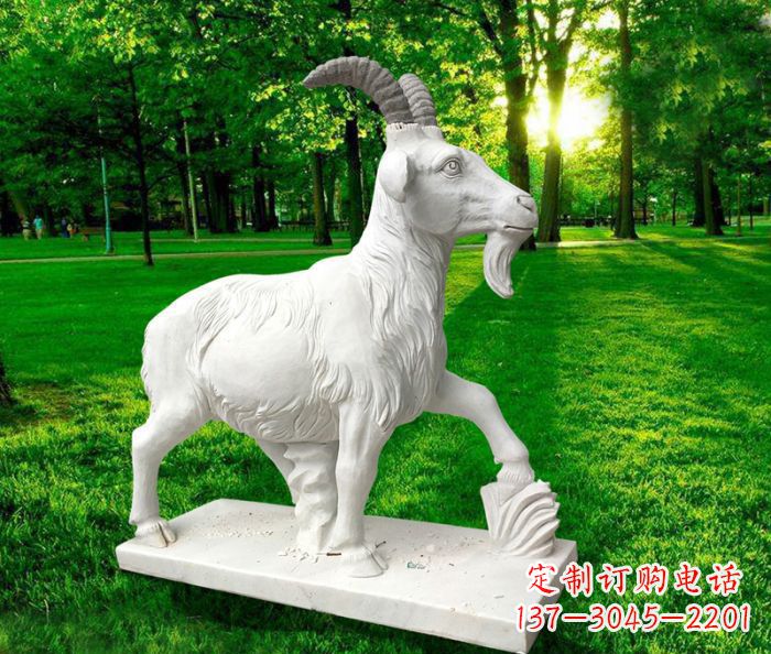 运城汉白玉精美山羊雕塑