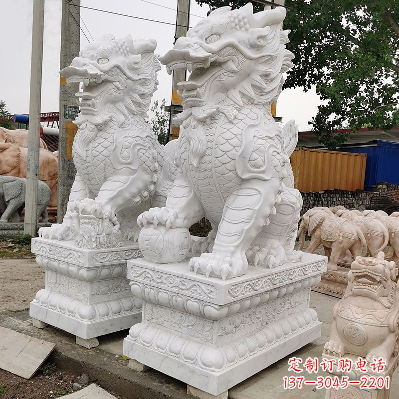 运城汉白玉麒麟雕塑,承载古典之美