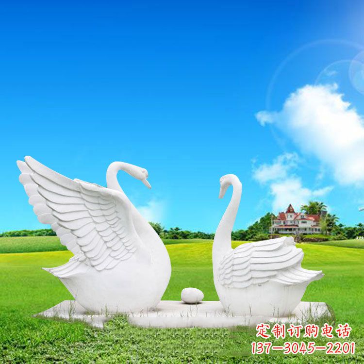运城精美石雕天鹅情侣动物雕塑摆件