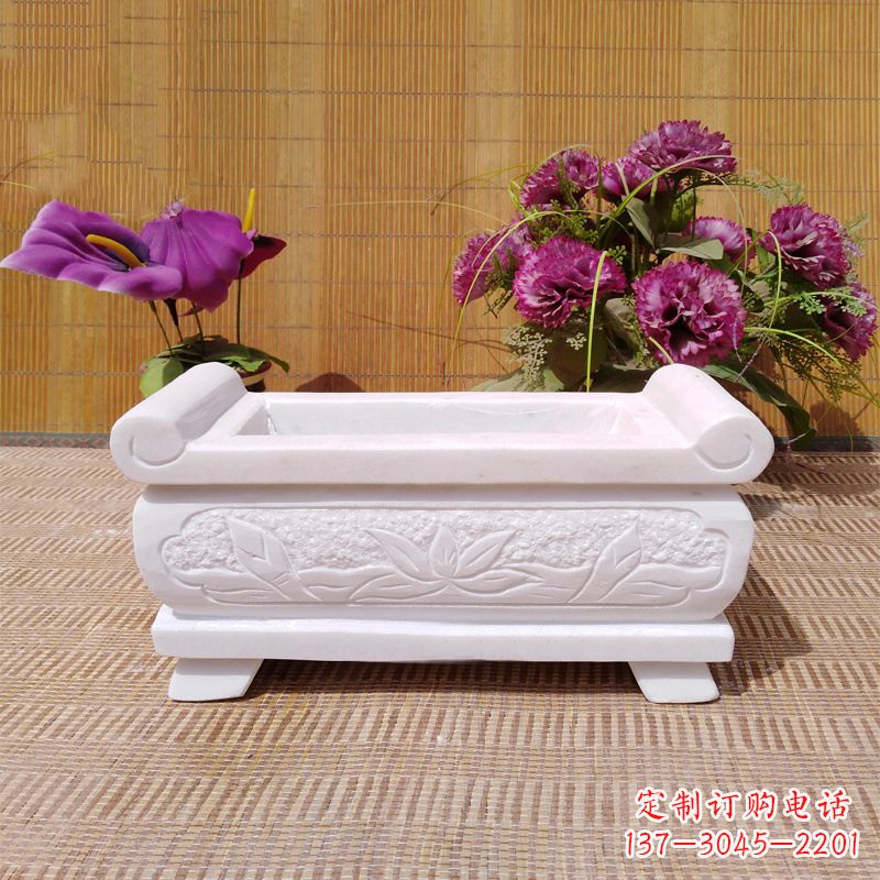 运城汉白玉石特色香炉雕塑