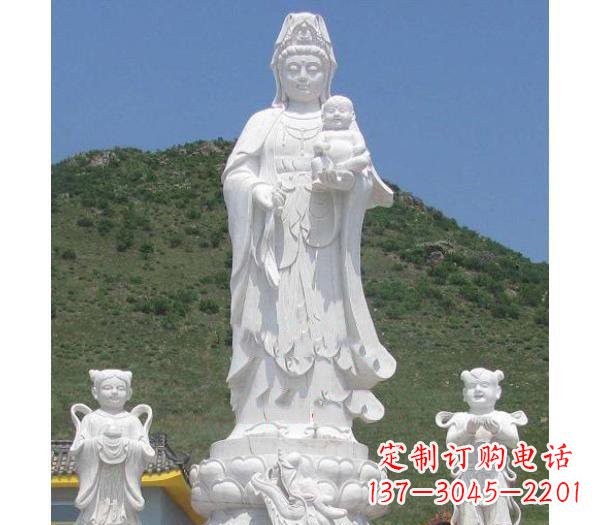 运城汉白玉观音善财童子龙女雕塑