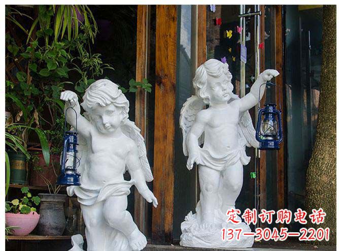 运城白玉天使雕塑,夜晚的灯火璀璨