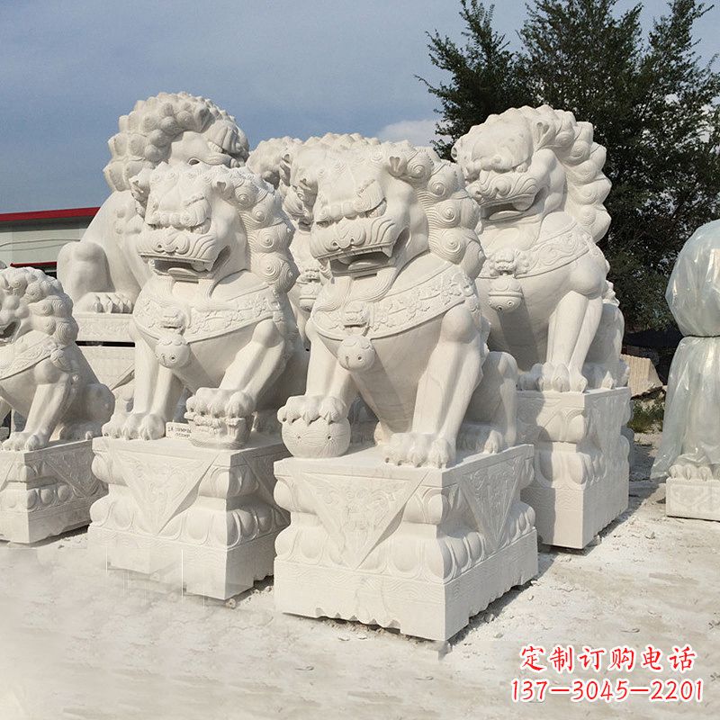 运城历史悠久的汉白玉狮子雕塑