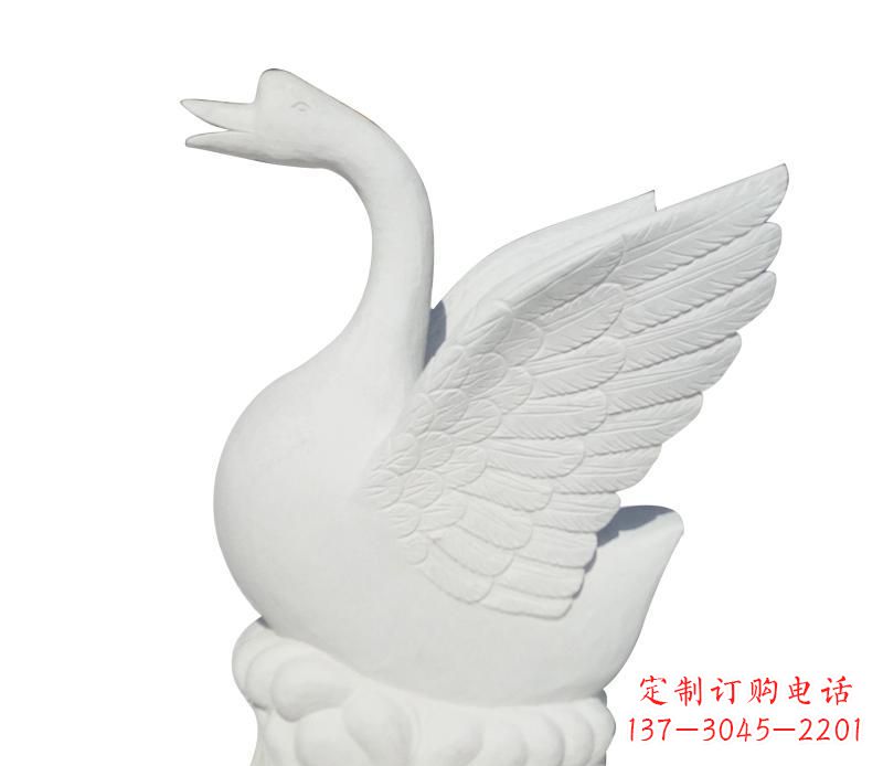 运城汉白玉雕刻的精美天鹅雕塑