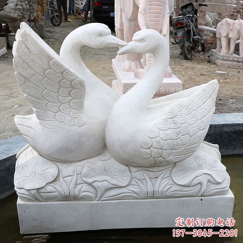 运城精美绝伦的汉白玉天鹅石雕塑